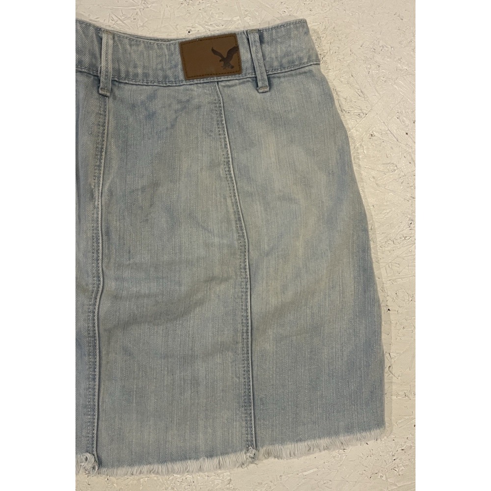 American Eagle Skirt Mini Stretch Button Front Blue Denim Women's 6‎ - Picture 8 of 9